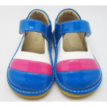 Azul rosa blanco rayas bebé hecho a mano chillón zapatos suave al por mayor